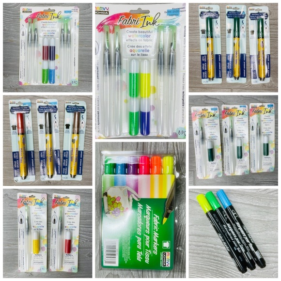 Nwt lot of Fabric paint and markers Uchida Watercolor fabri-ink fabric craft diy - Picture 1 of 10